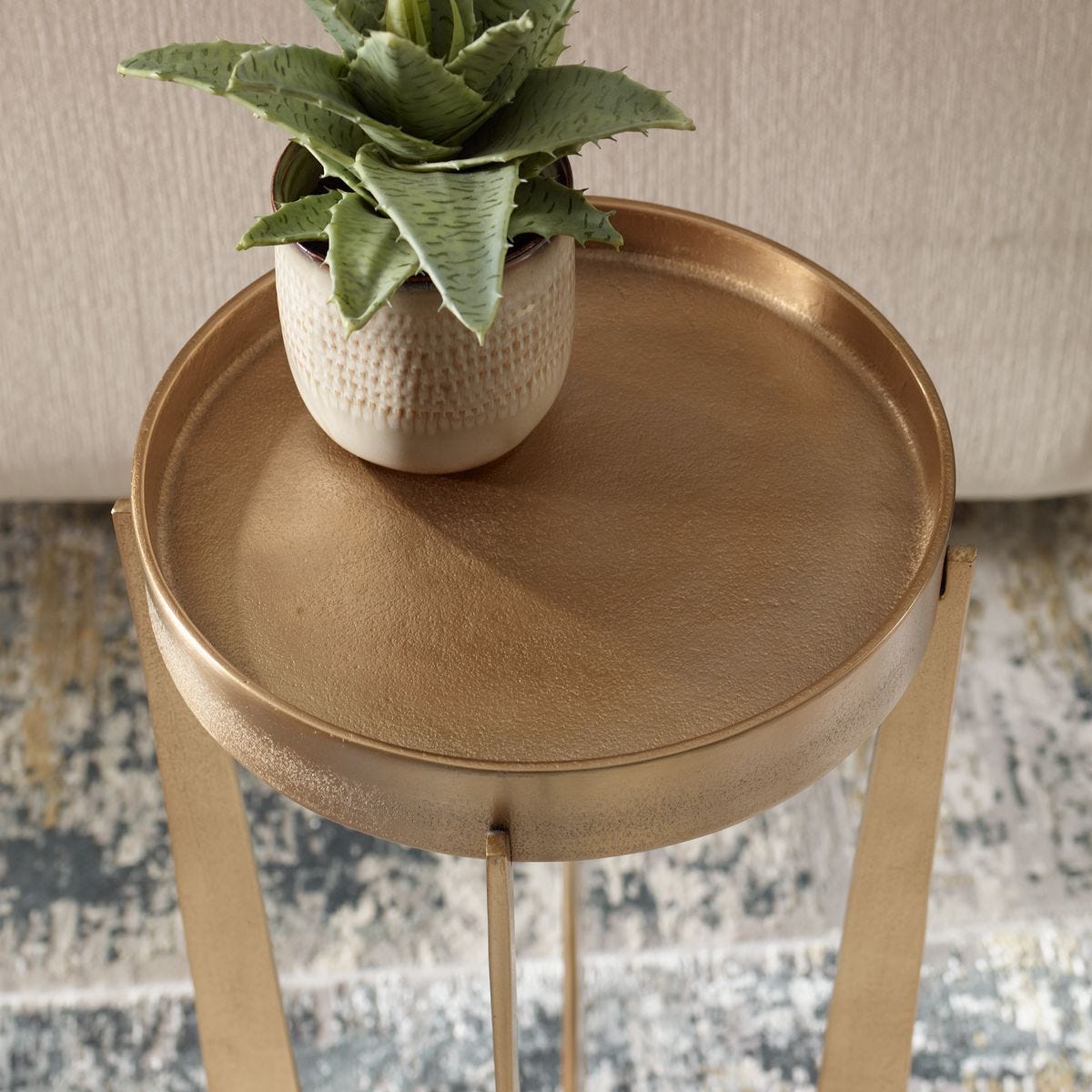 Brass Tray Accent Table