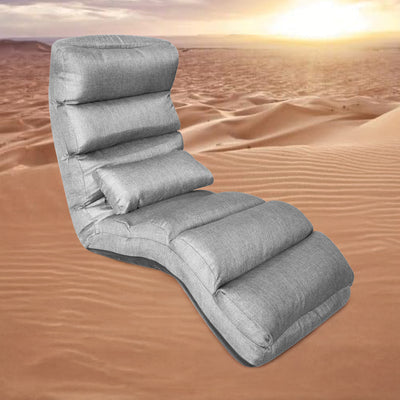 Large Floor Chair – Linen – Adjustable Backrest with Extra Lumbar Support for Comfort.