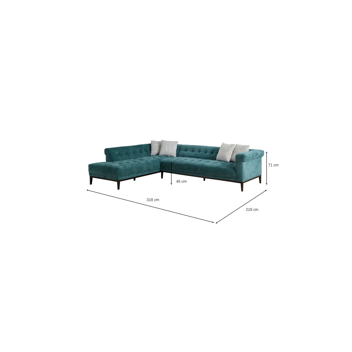 Agate Deep Teal Left Chaise Sectional