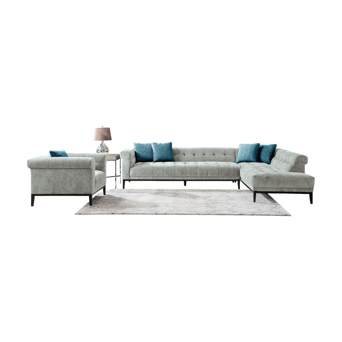 Agate Sliver Grey Right Chaise Sectional
