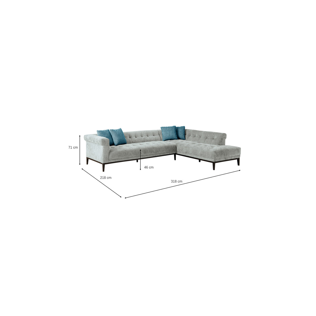 Agate Sliver Grey Right Chaise Sectional