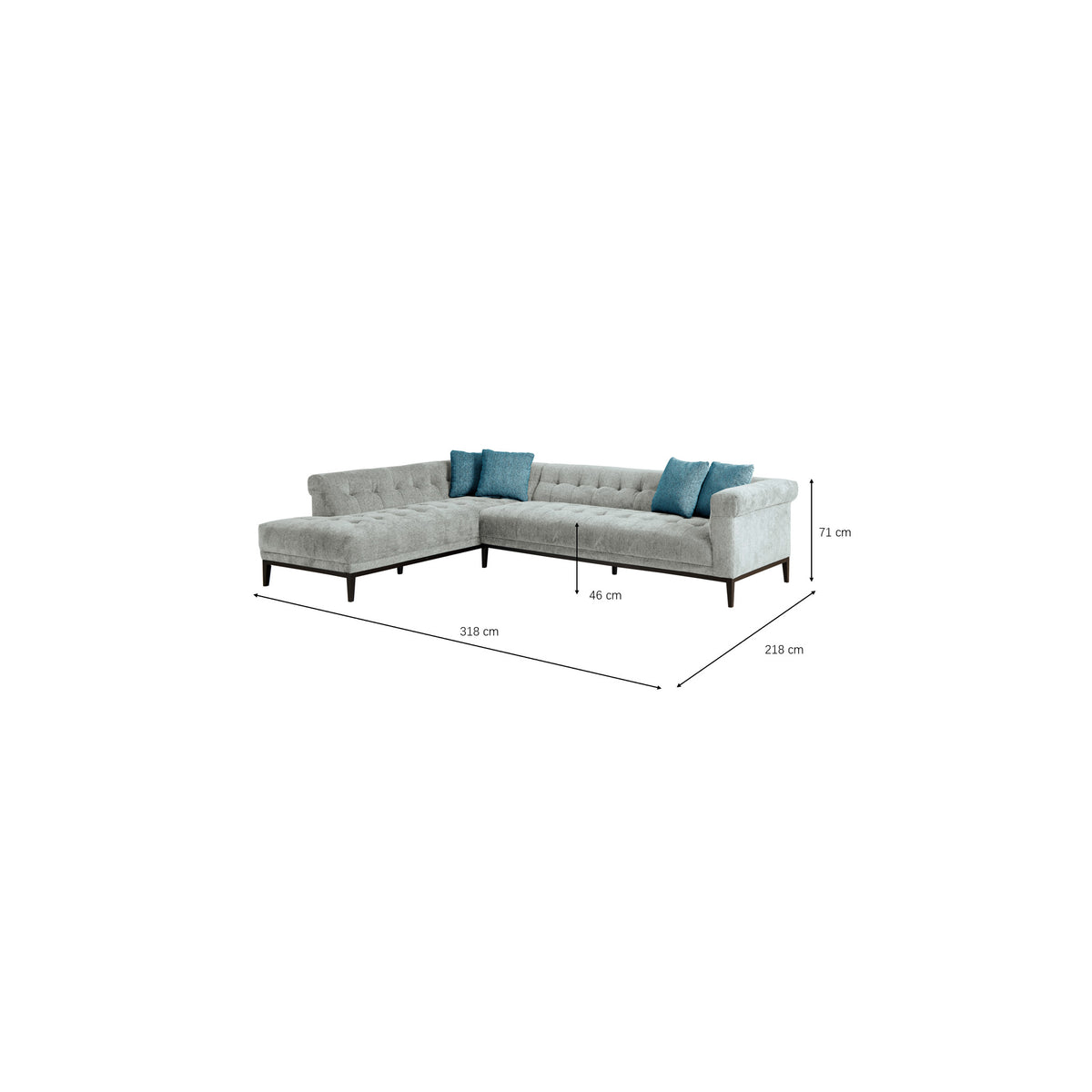 Agate Sliver Grey Left Chaise Sectional