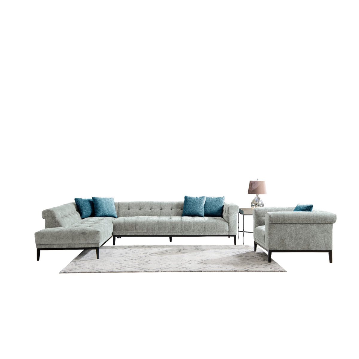 Agate Sliver Grey Left Chaise Sectional