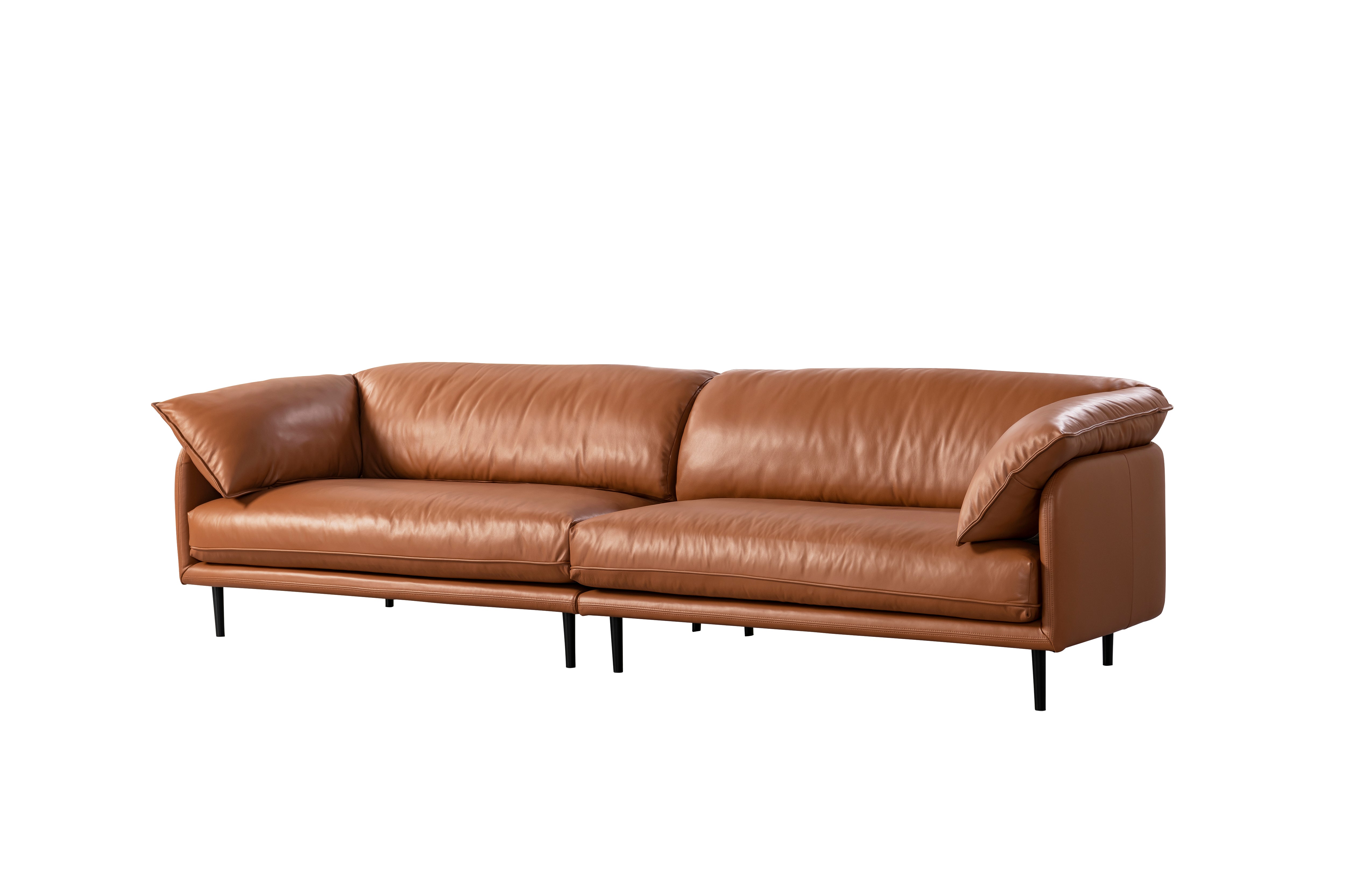 Ahad Camel Leather 4 Seater Sofa