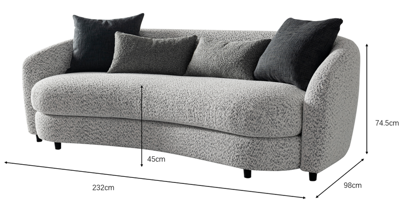Jamie Grey Boucle Sofa (232cm)