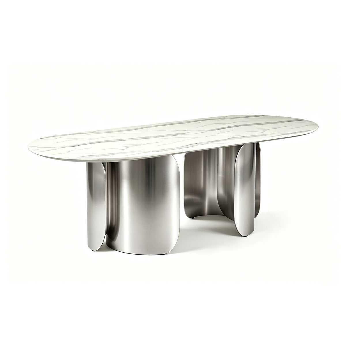 Twirl White Silver Dining Table - 270 Cm