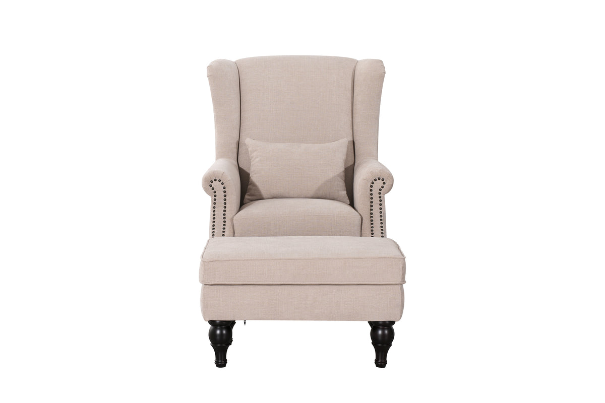 Saddle Beige Chair+Ottoman