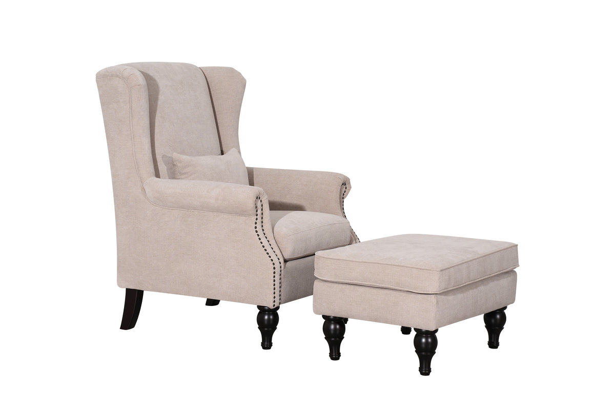 Saddle Beige Chair+Ottoman