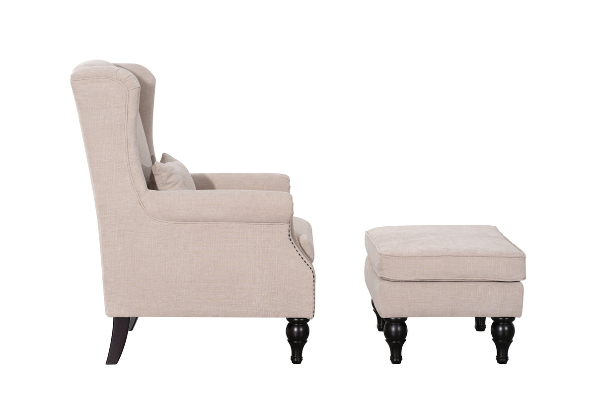 Saddle Beige Chair+Ottoman
