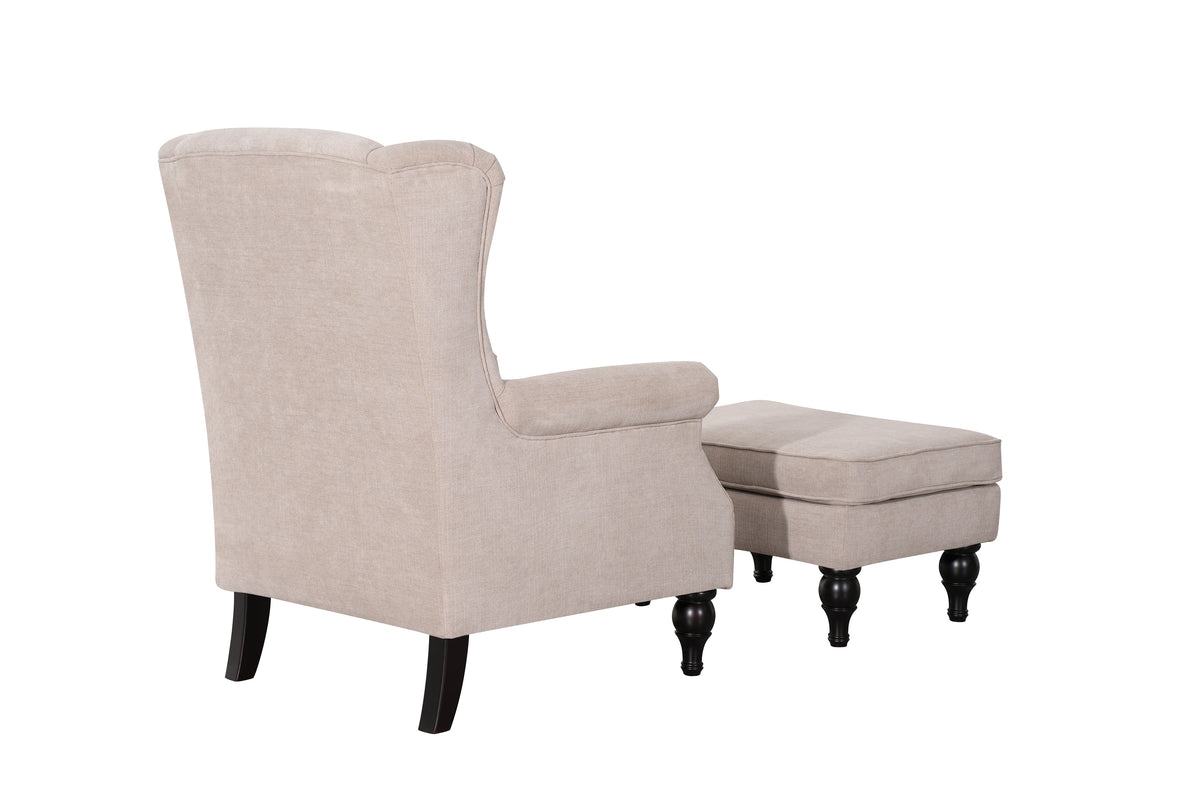 Saddle Beige Chair+Ottoman