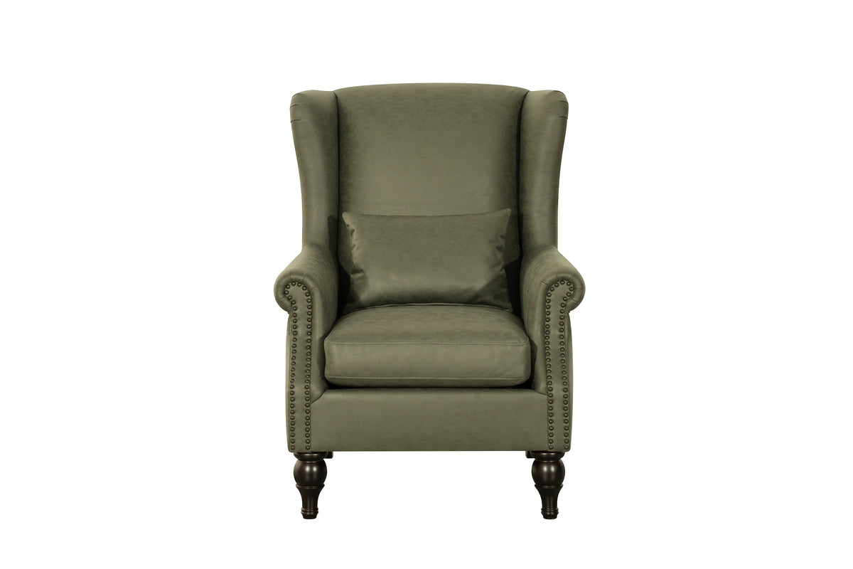 Saddle Green Leather Accent Chair
