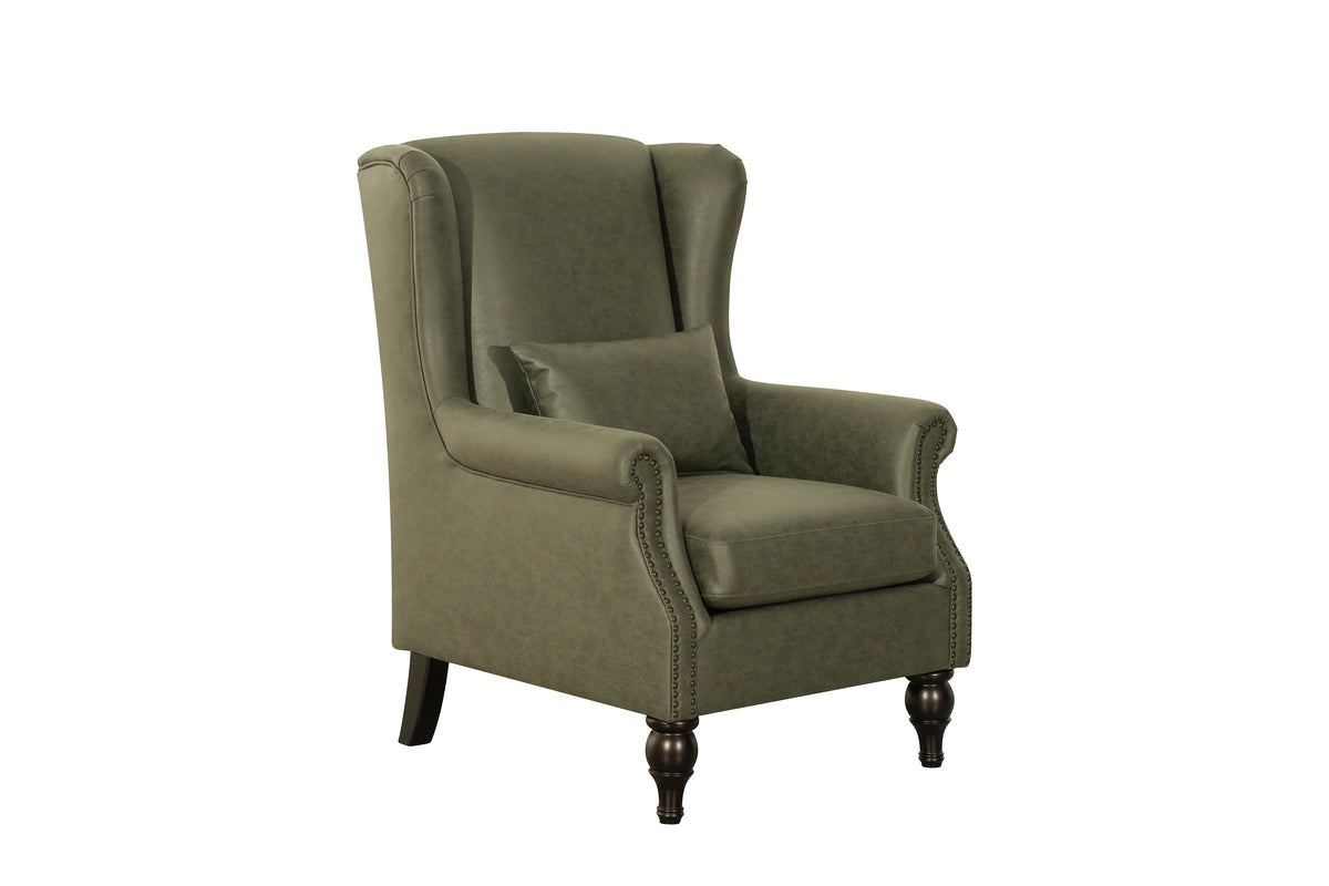 Saddle Green Leather Accent Chair