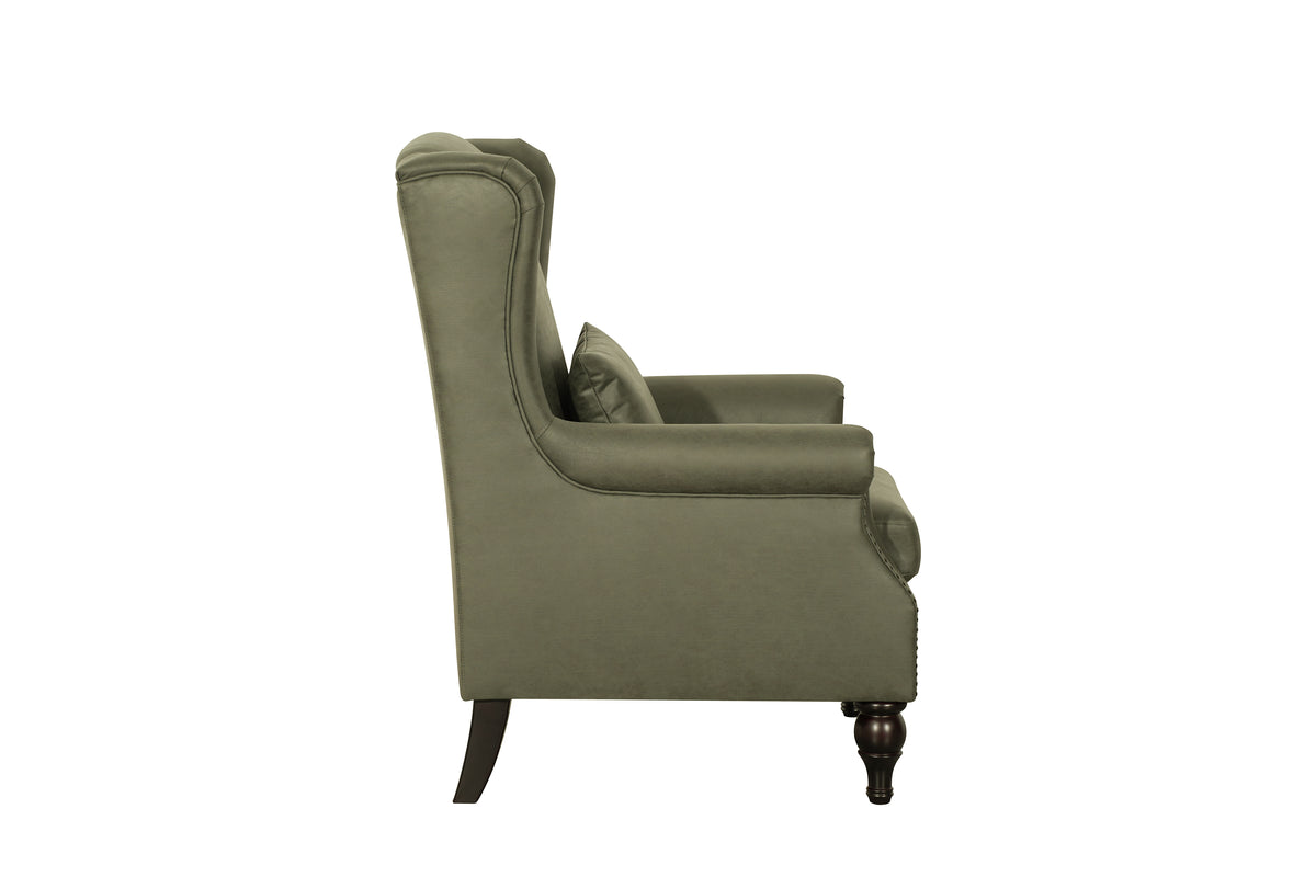 Saddle Green Leather Accent Chair
