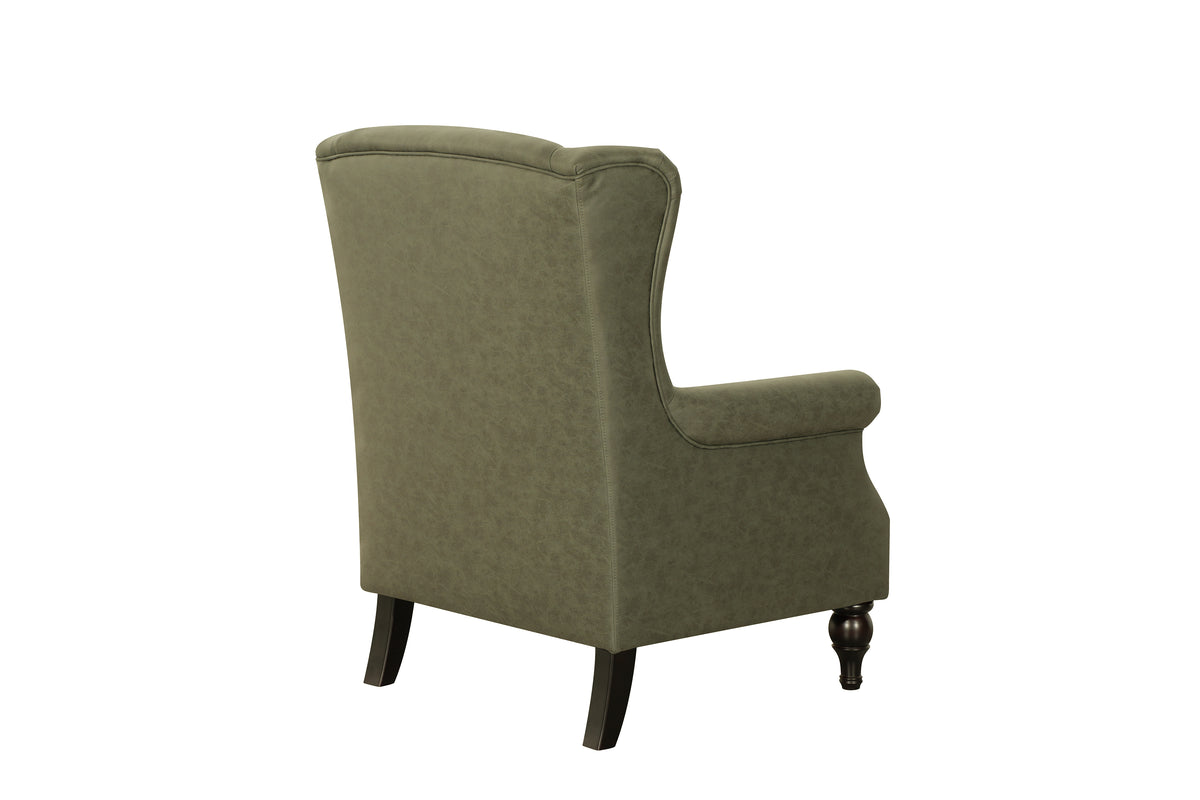 Saddle Green Leather Accent Chair