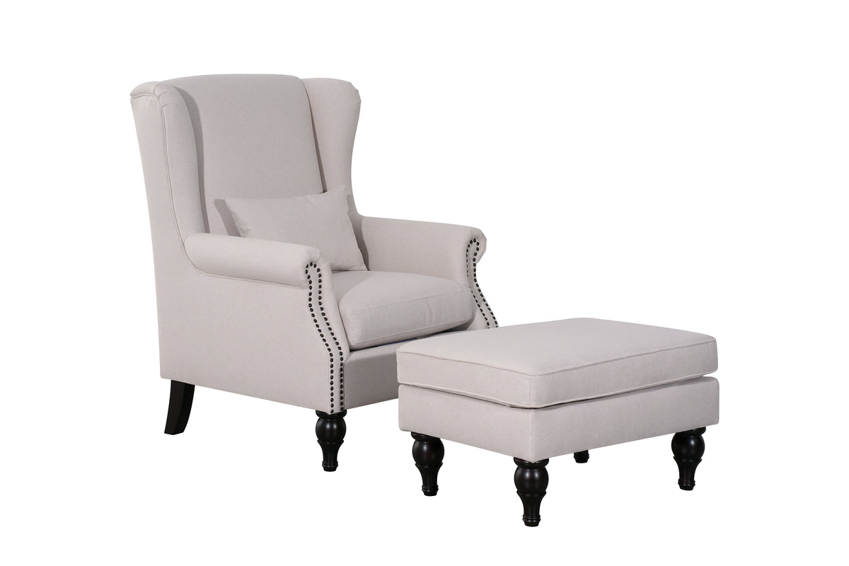 Saddle Grey Chair+Ottoman