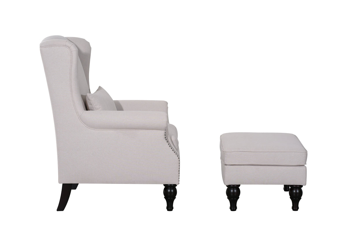 Saddle Grey Chair+Ottoman
