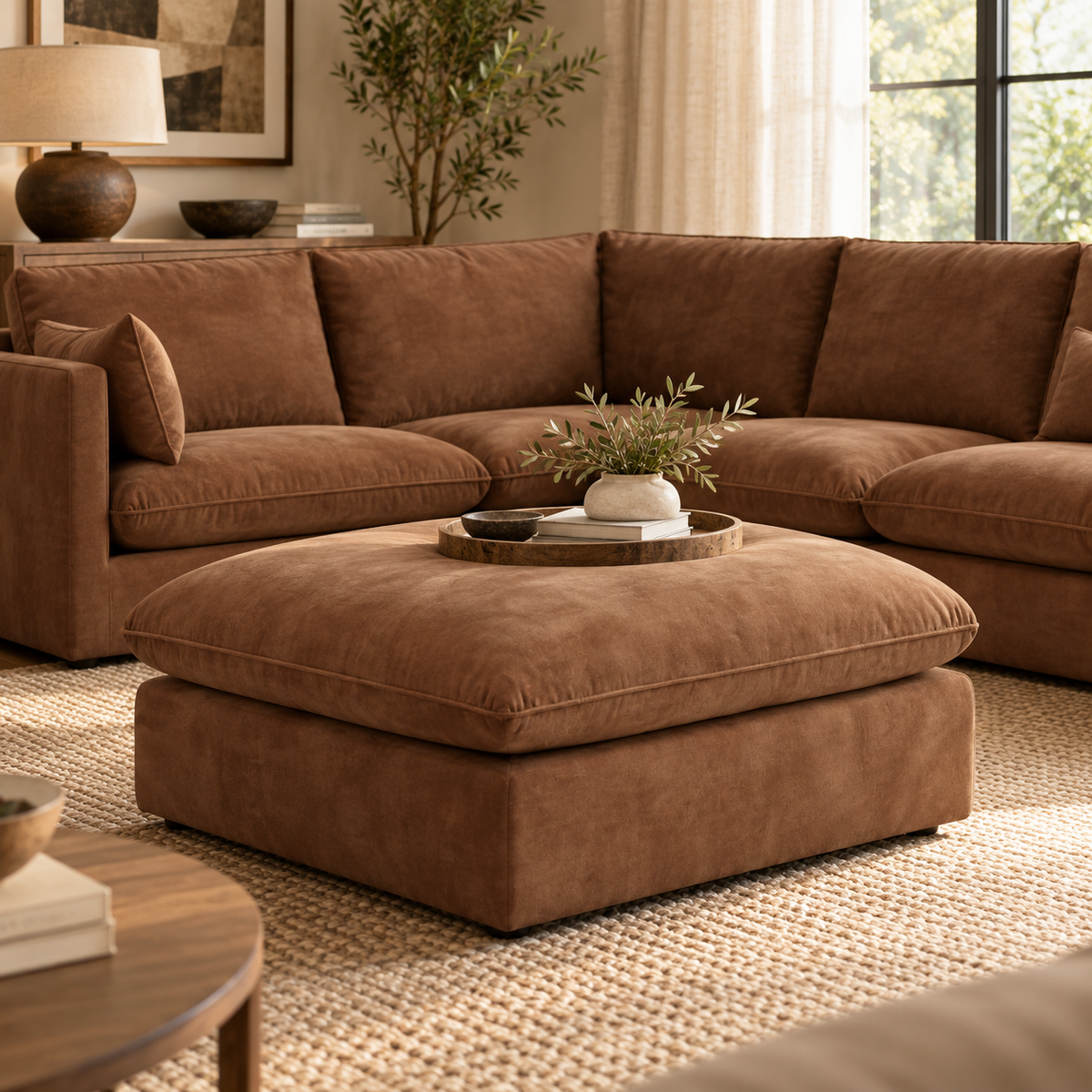 Bologna Brown Ottoman