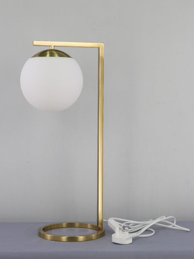 Metal, 20" Frosted Globe Desk Lamp, Gold