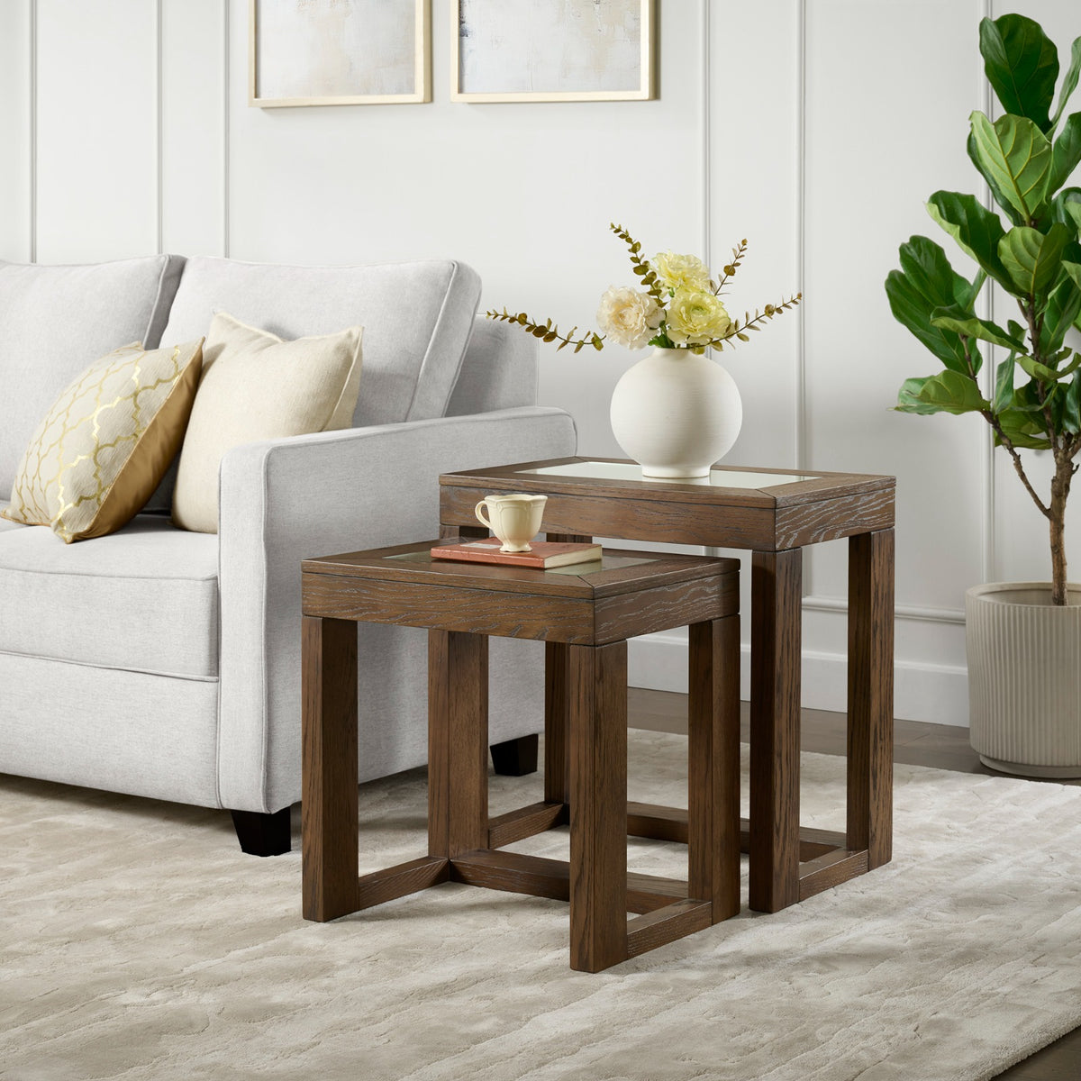 Layali Nesting End Table - Glass Top