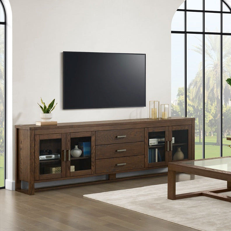Layali TV Unit - Wood top with Glass door
