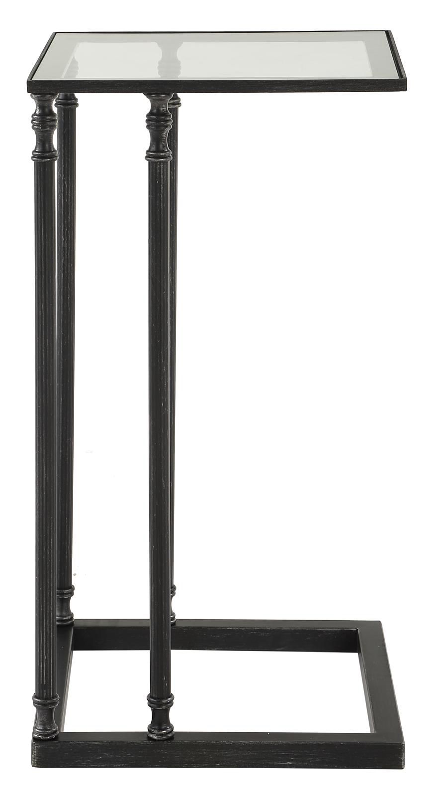 Henzler 30 W x 63 H x 33 D Black Rectangle C Table Table with Glass Top