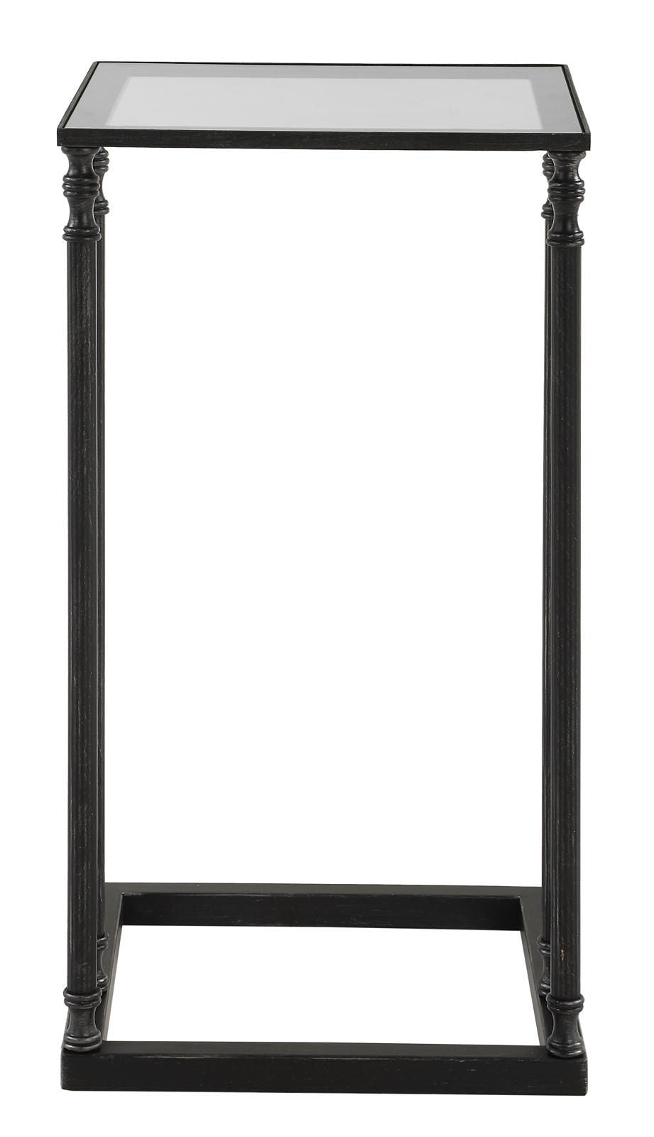 Henzler 30 W x 63 H x 33 D Black Rectangle C Table Table with Glass Top