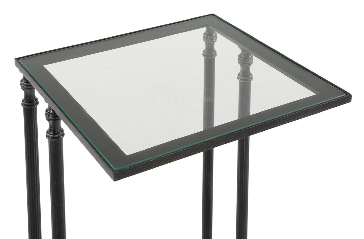 Henzler 30 W x 63 H x 33 D Black Rectangle C Table Table with Glass Top