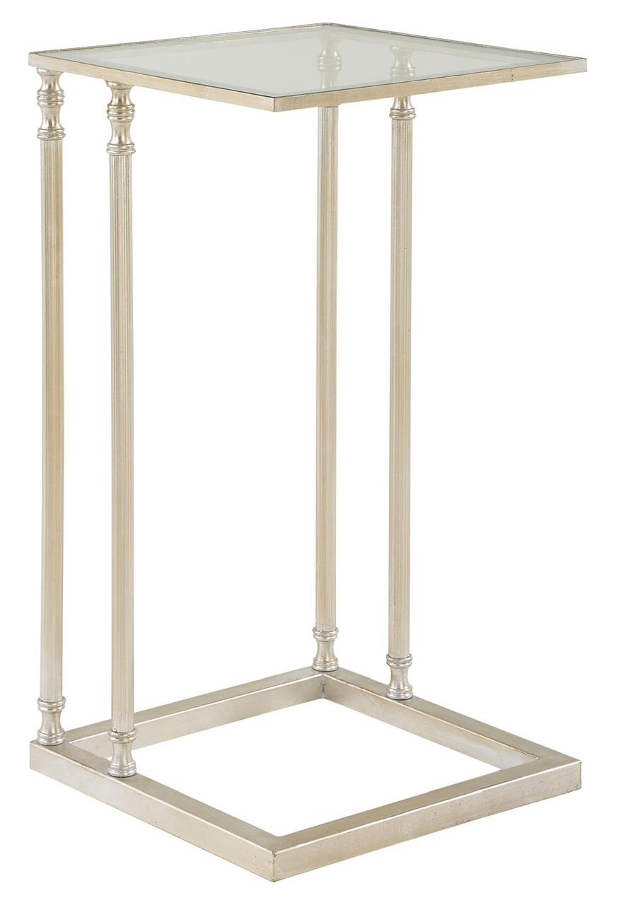Henzler 30 W x 63 H x 33 D Silver Rectangle C Table Table with Glass Top