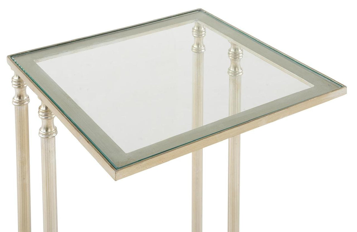 Henzler 30 W x 63 H x 33 D Silver Rectangle C Table Table with Glass Top
