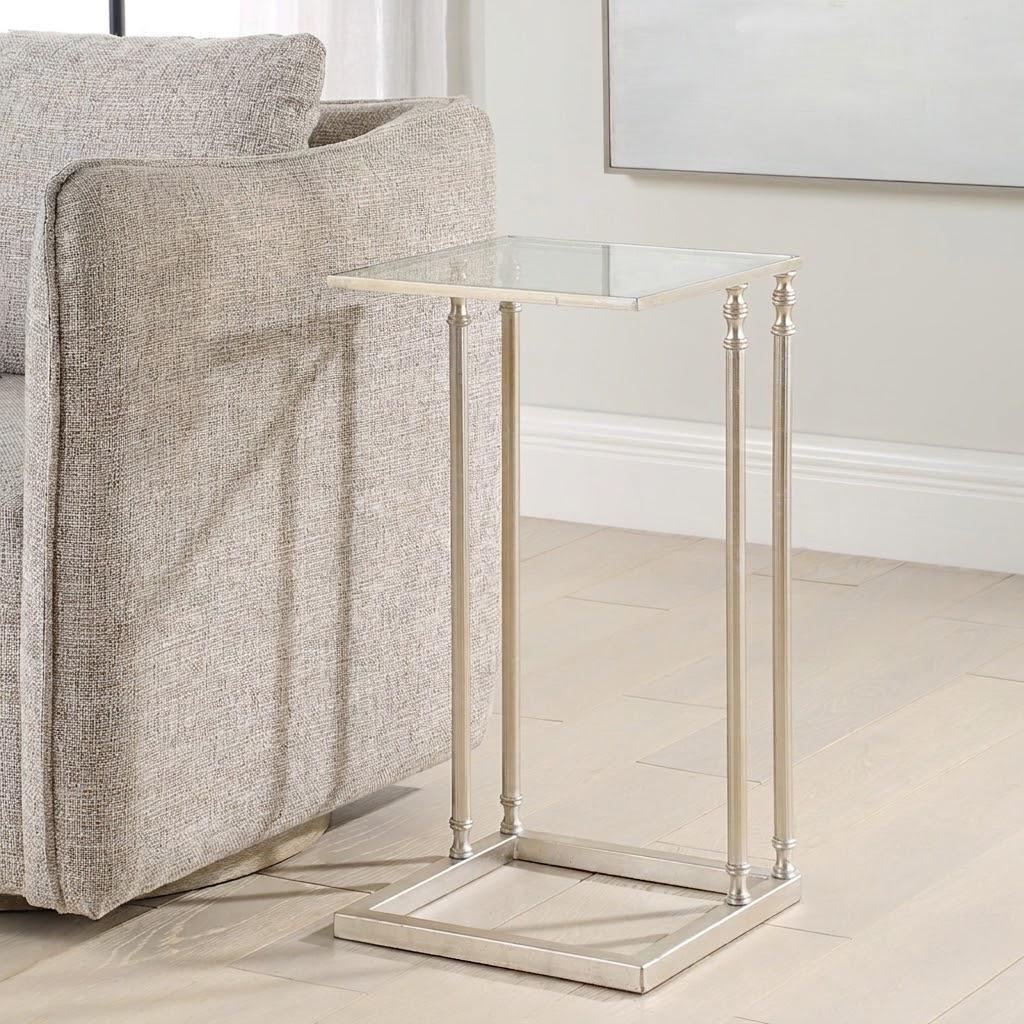 Henzler 30 W x 63 H x 33 D Silver Rectangle C Table Table with Glass Top