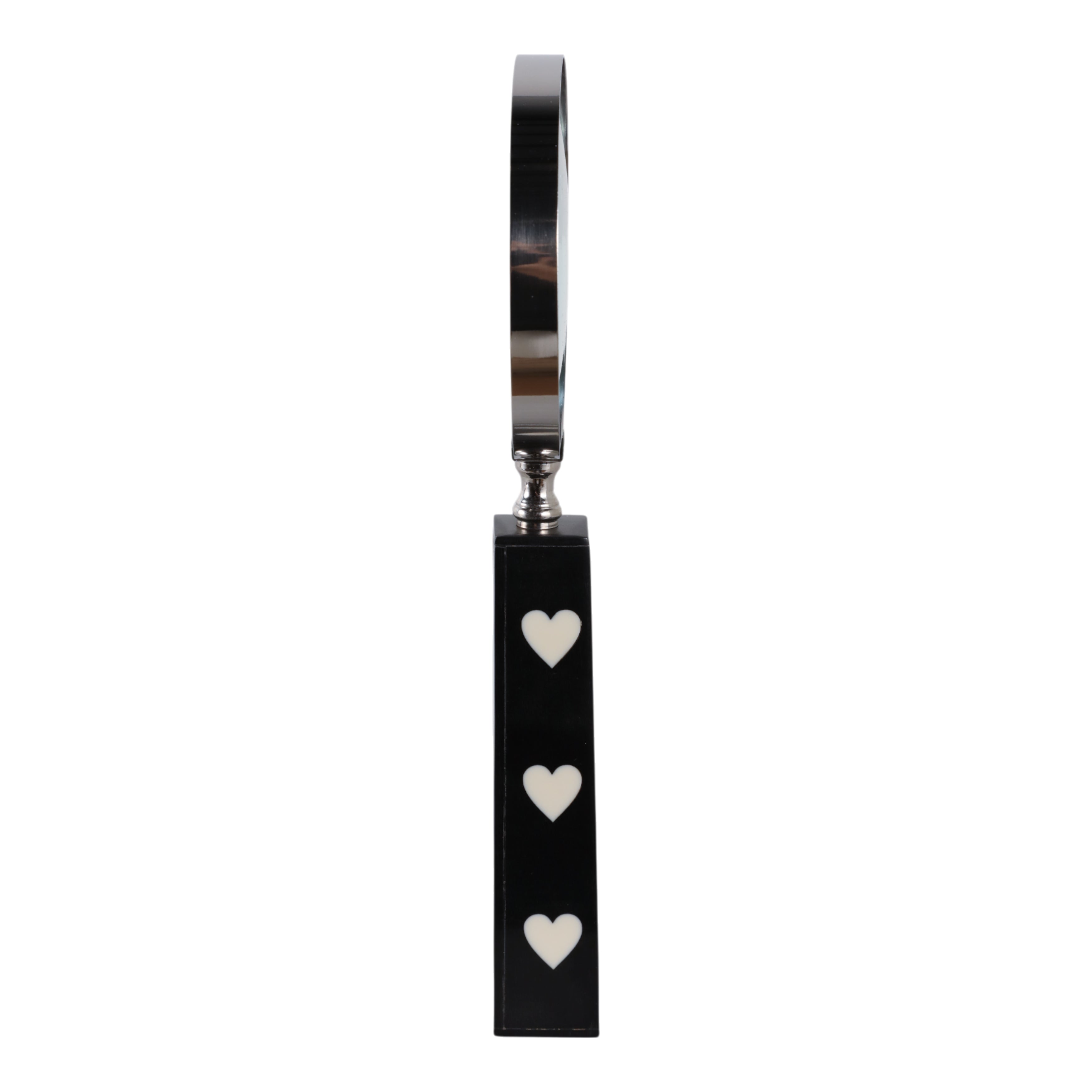 10x4" Hearts Handle Magnifying Glass, Black/white
