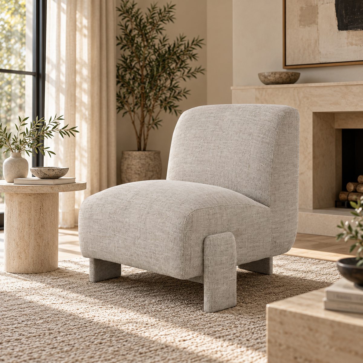 Meryl Grey Accent Chair (73cm) -Fabric - DB08-03