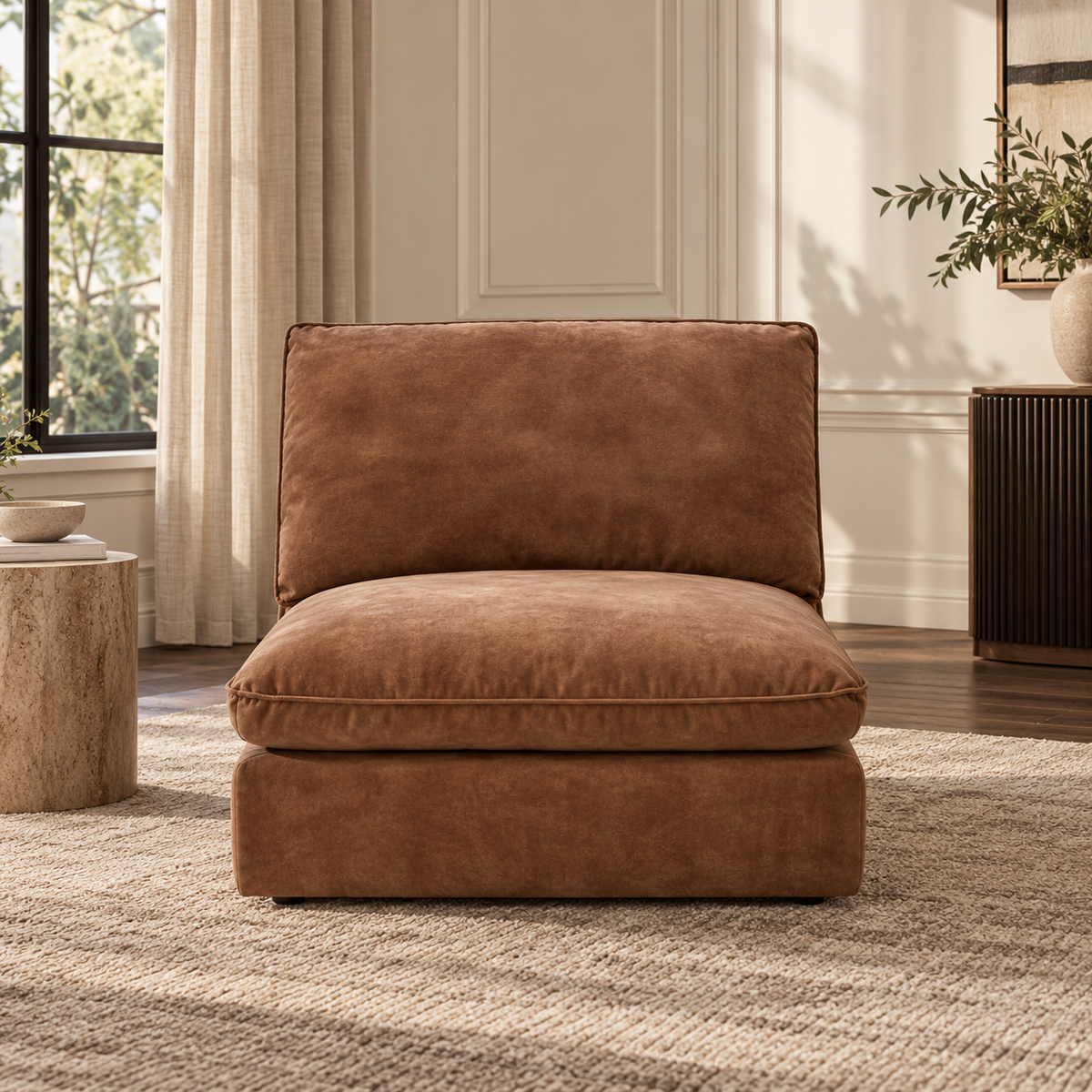 Bologna Brown 1.5 Seater Armless
