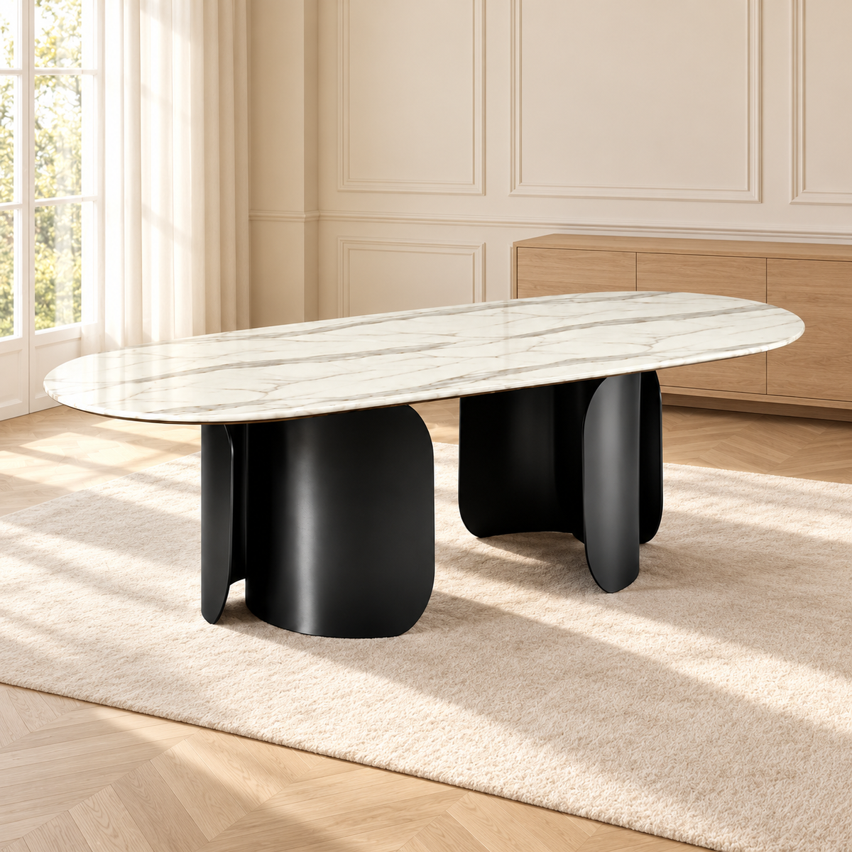 Twirl White Black Dining Table-200 Cm