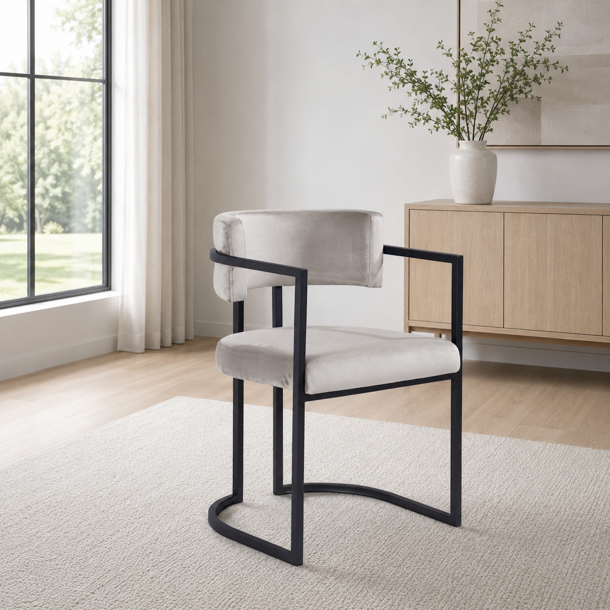Alexa Light Grey Dining Chair- Black Legs