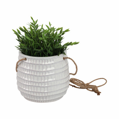 Ceramic 6 Dimpled Hanging Planter, Beige