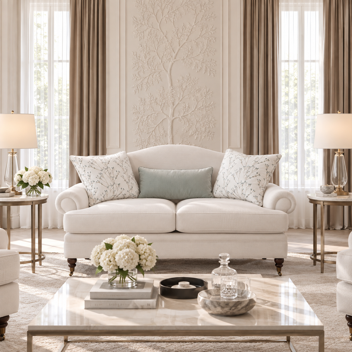 Novelle White Cream Loveseat 174cm