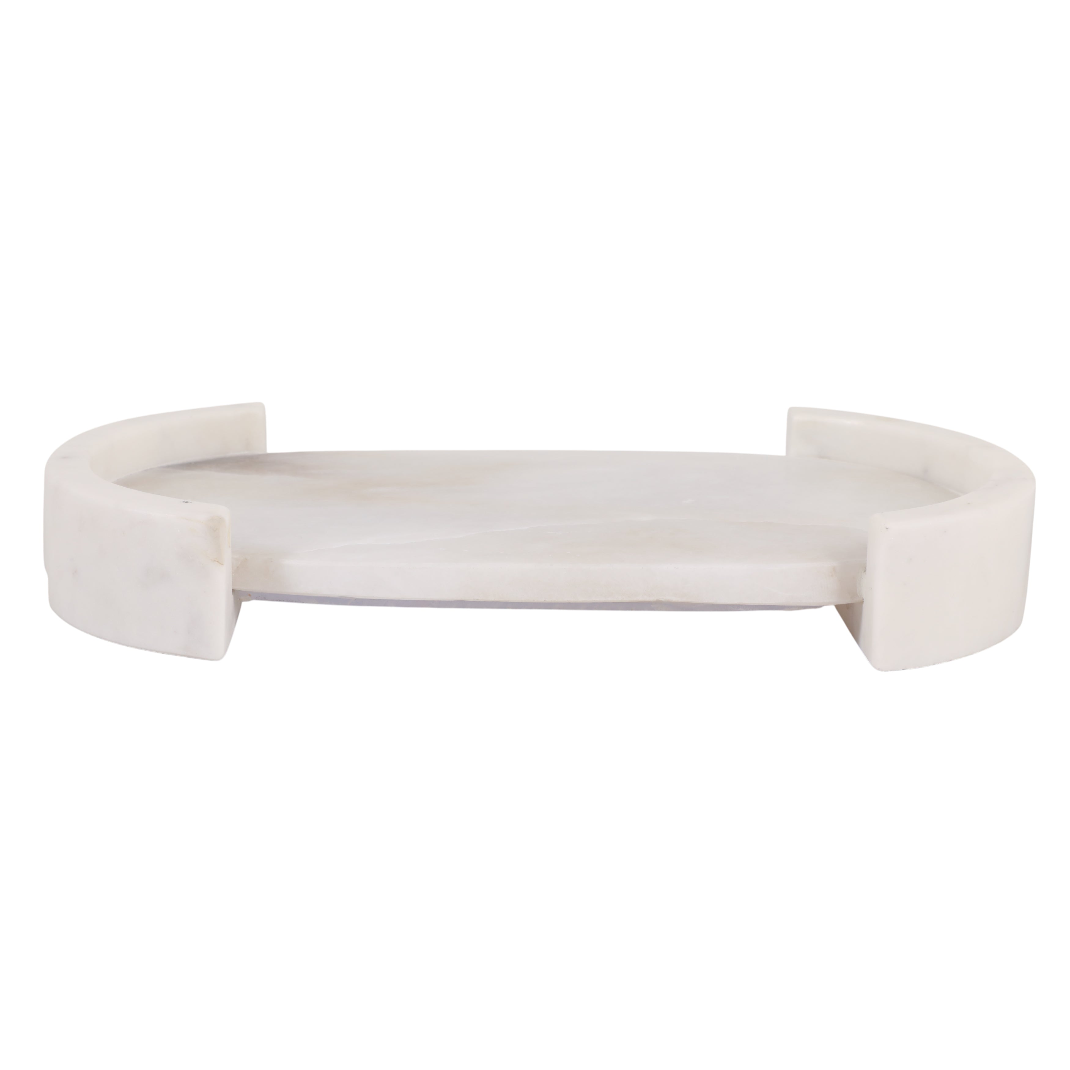 15X9" TINLEY ALABASTER AND MARBLE TRAY, WHT