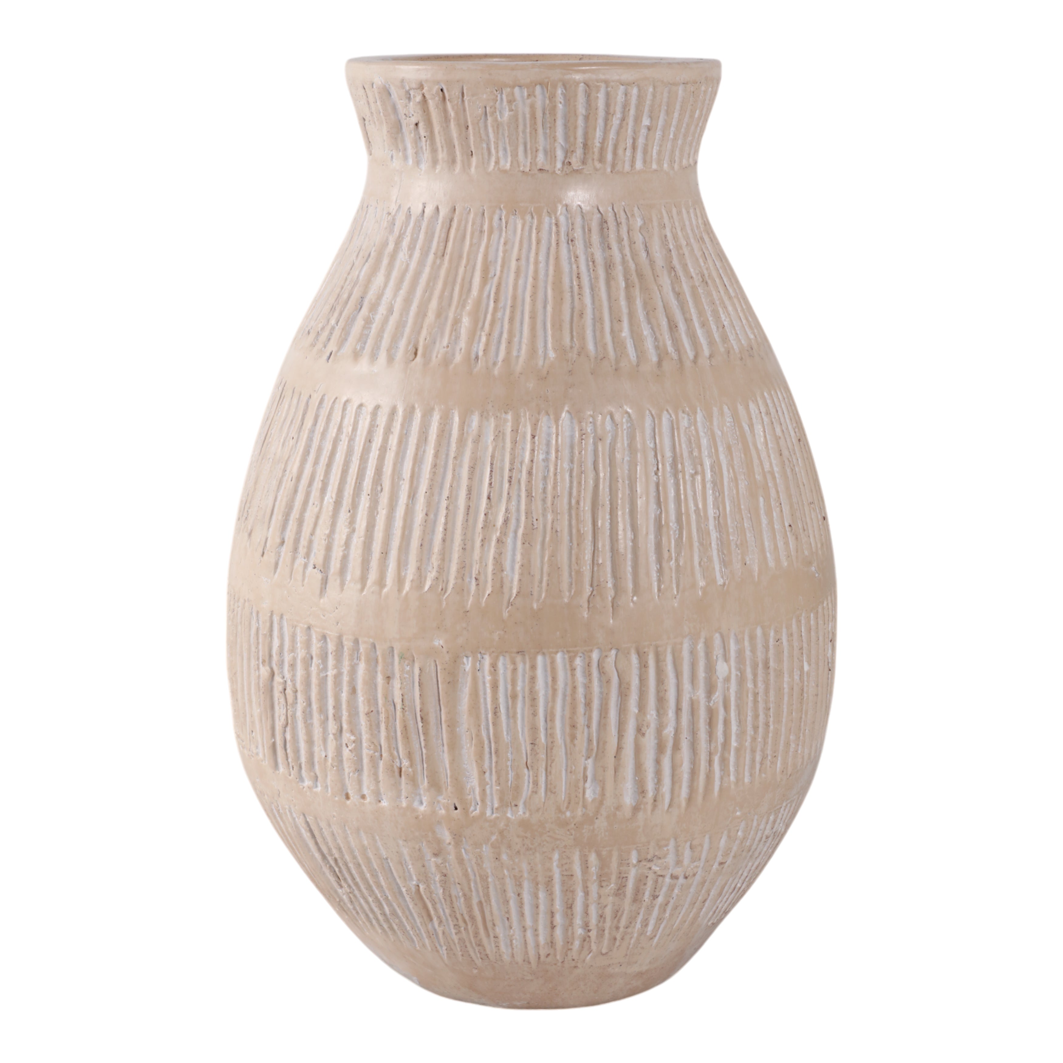 الفخار، مزهرية عضوية بقياس 16 بوصة، أسود / عاجي TERRACOTTA, 16 ORGANIC VASE, BLACK/IVORY