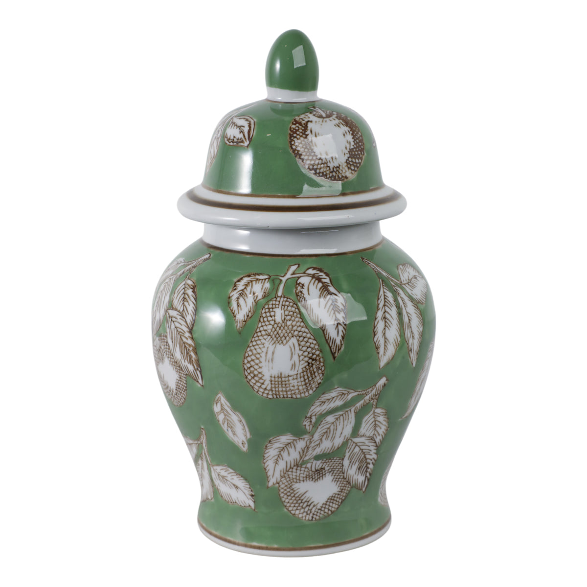 جرة معبد الكمثرى والأغصان، أخضر / بني Pears & Twigs Temple Jar, Green/brown