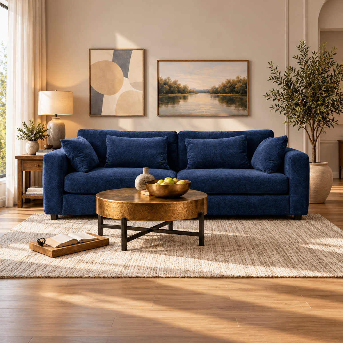 Terrona Rust XL Sofa - Navy