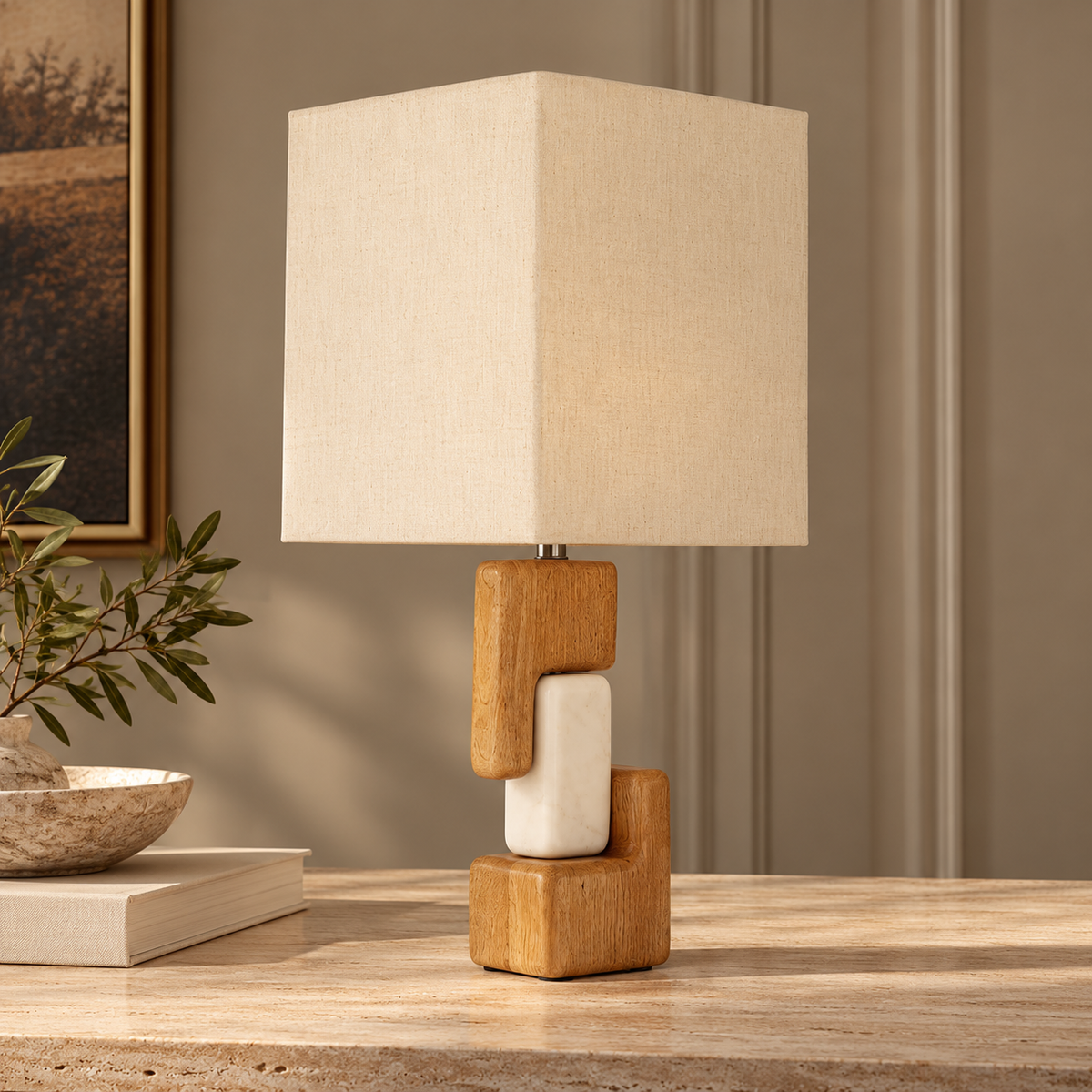 Vetro Natural Wood Table Lamp - 43cm