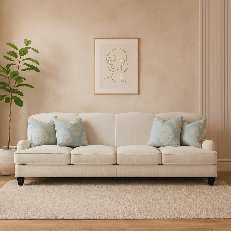 كنبة بأربعة مقاعد بنمط باستيل