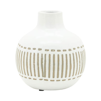 CER, 6H ROUND AZTEC VASE, GRAY