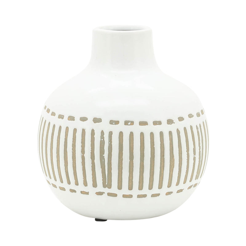 CER, 6H ROUND AZTEC VASE, GRAY