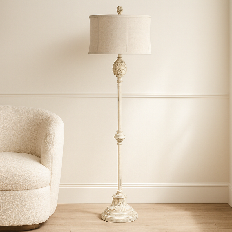 Resin White Wash Finish Floor Lamp