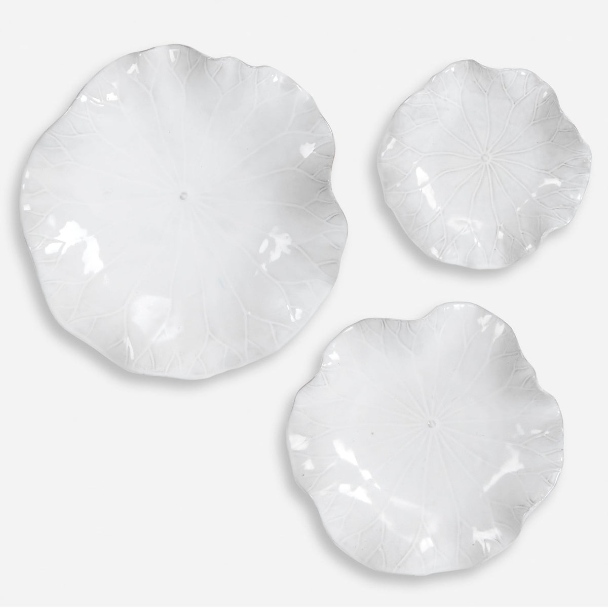 Abella Ceramic Wall Decor, S/3, White Wall Decors| Uttermost