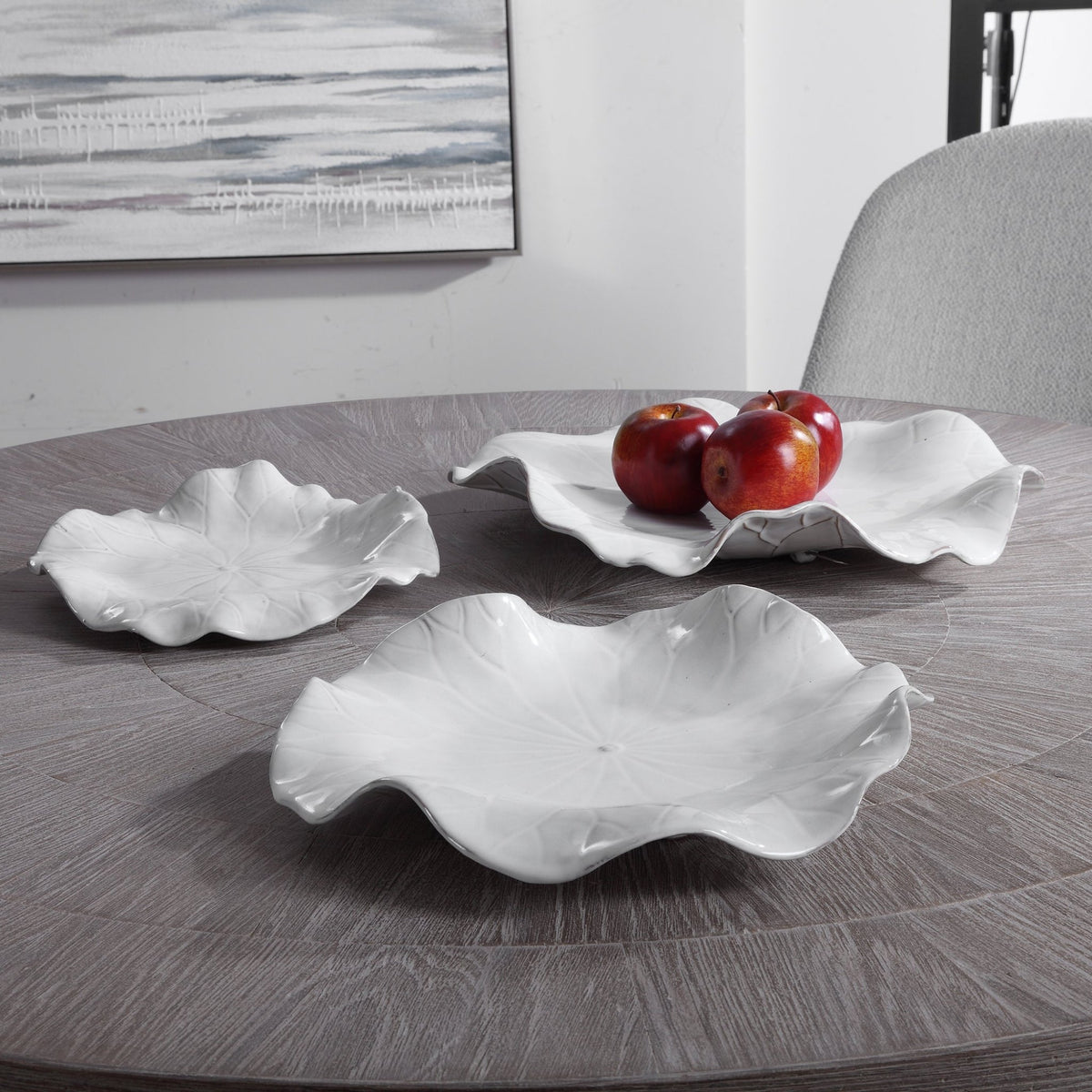 Abella Ceramic Wall Decor, S/3, White Wall Decors| Uttermost