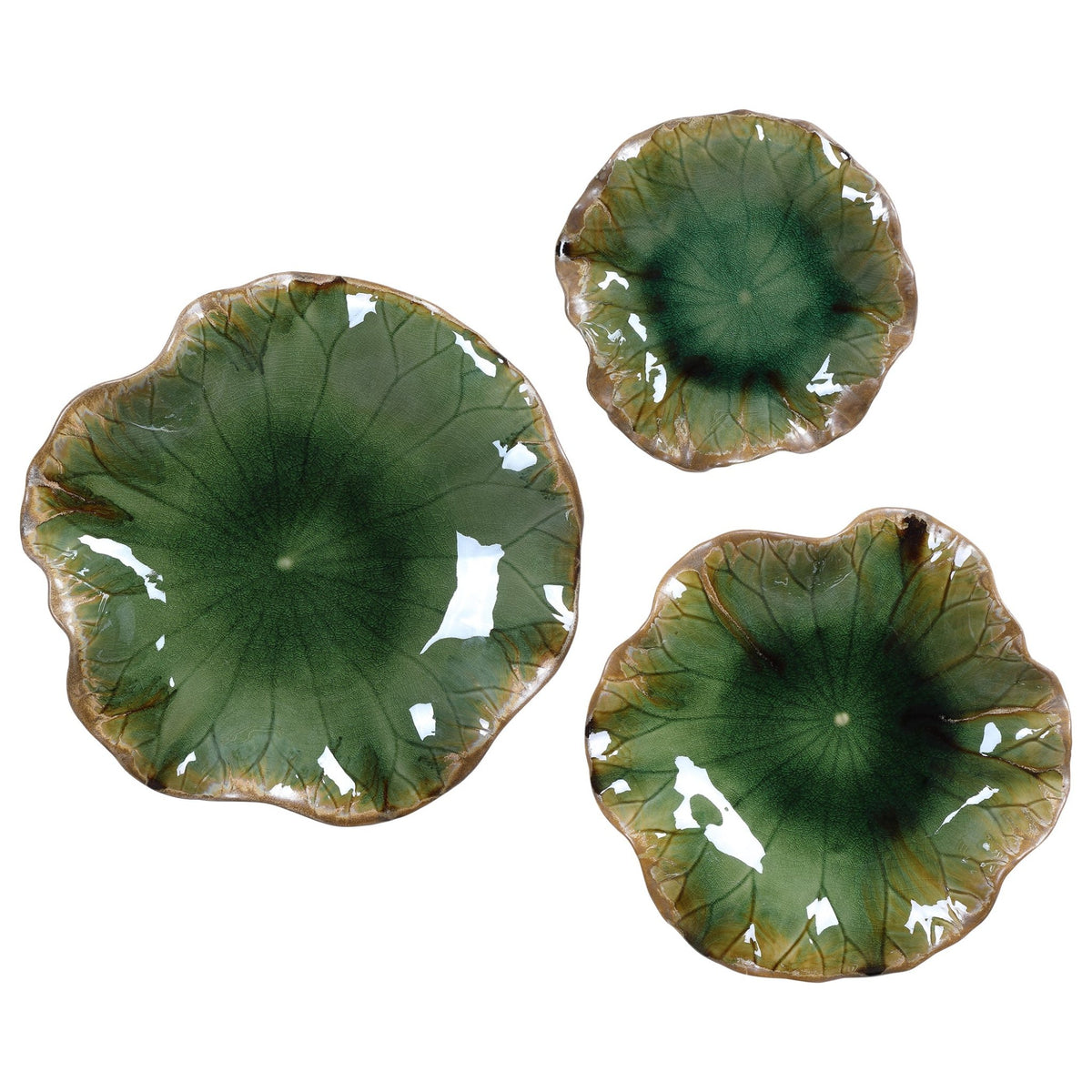 Abella Green Ceramic Wall Decor, S/3 Wall Decors| Uttermost