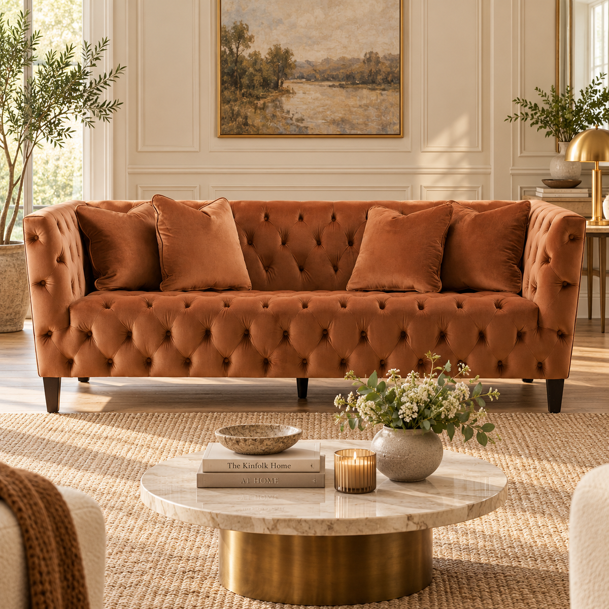 Tuft 3 Seater Sofa (218cm) - Wheat